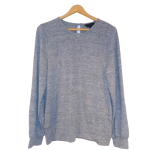 Banana Republic Heather Gray Long Sleeve Curve Neck Pullover Top Blouse L